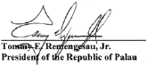 パラオ共和国大統領 トミー・E・レメンゲサウ・ジュニア